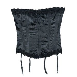SHIRLEY OF HOLLYWOOD Corset Black Size 34 Jacquard Lace Sexy Gothic Lingerie